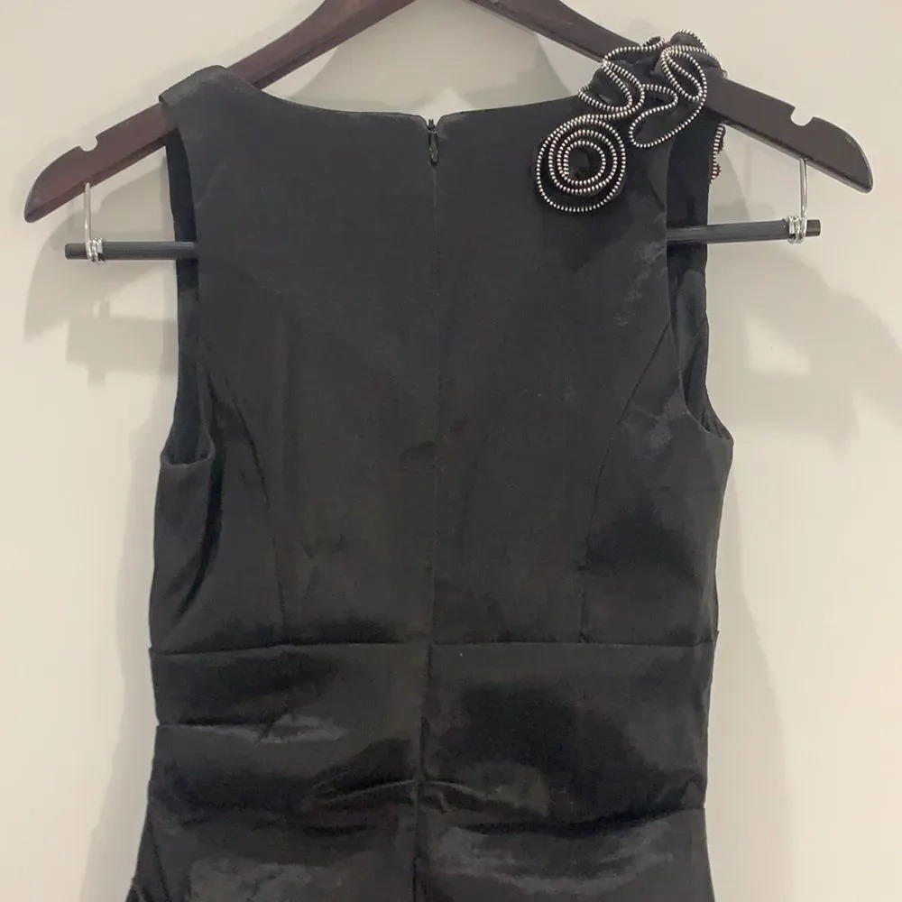 Betsy & Adam Women’s black with rose design sleeveless knee length dress size 4 - Picture 7 of 9